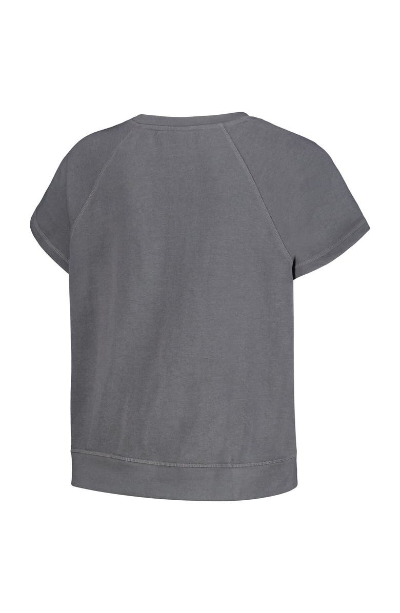 THE WILD COLLECTIVE Women's The Wild Collective Gray Los Angeles Lakers Embroidered Fleece Raglan Short Sleeve Pullover Sweatshirt, Alternate, color, Gray