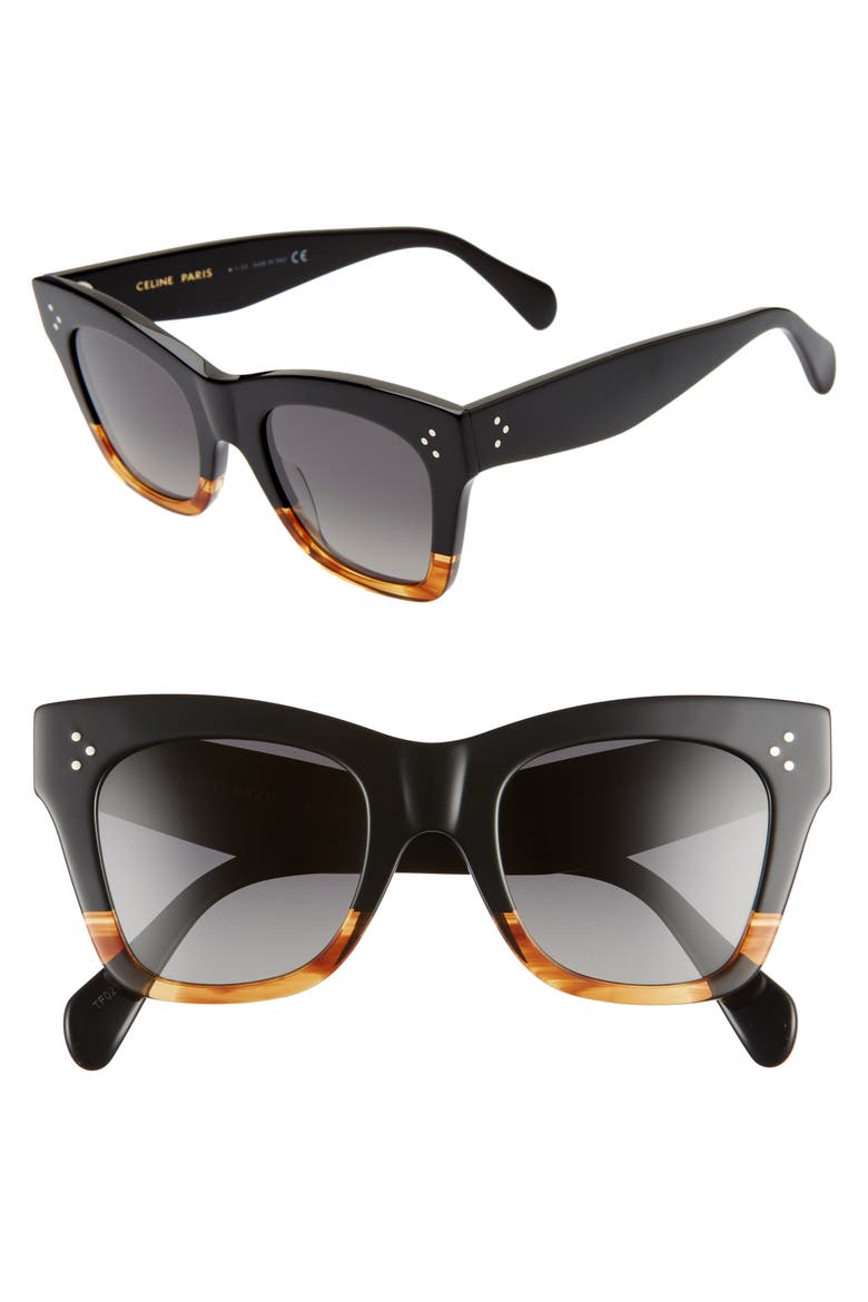 50mm Polarized Square Sunglasses, Main, color, MATTE BLACK/ SMOKE POLARIZED