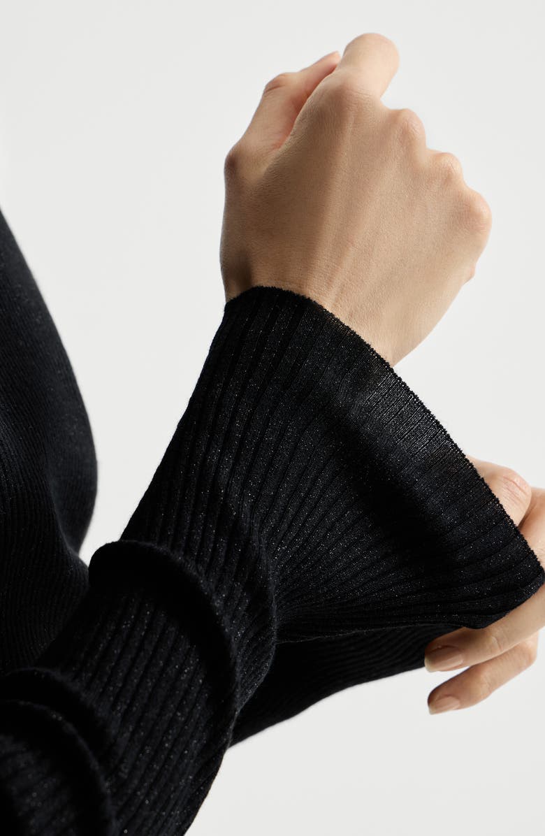 Brunello Cucinelli Cashmere and silk Sparkling sweater, Alternate, color, Black