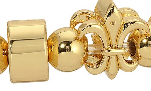 Eye Candy Los Angeles Set Of 2 Fleur Beaded Stretch Bracelets In Gold