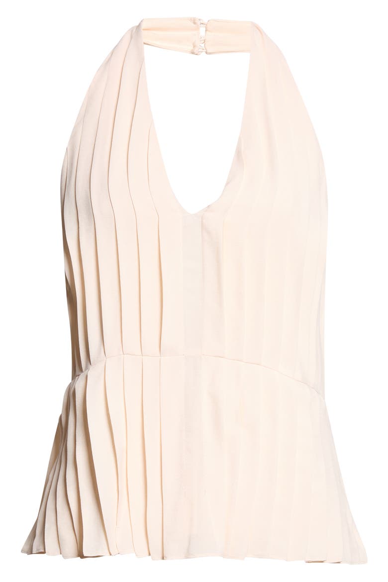 Jane Pleated Halter Top, Alternate, color, PEACH SORBET