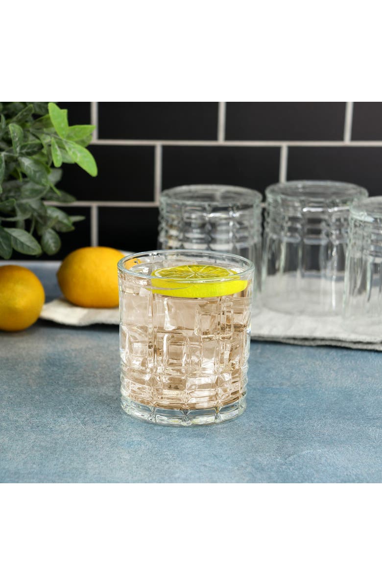 Martha Stewart Everyday Calista 4 Piece 11.5 Ounce Double Old Fashioned Glassware Set, Alternate, color, Clear
