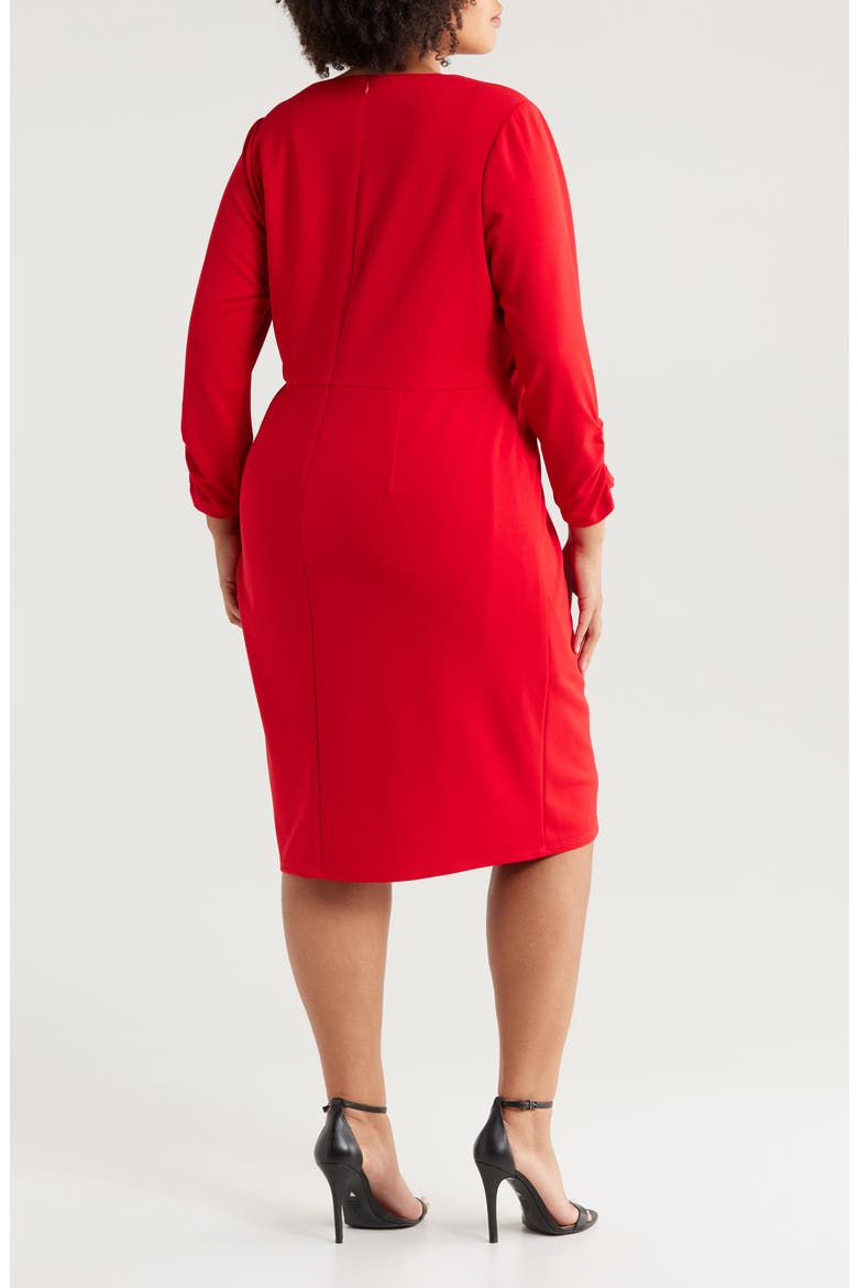Side Knot Crepe Dress, Alternate, color, CRIMSON