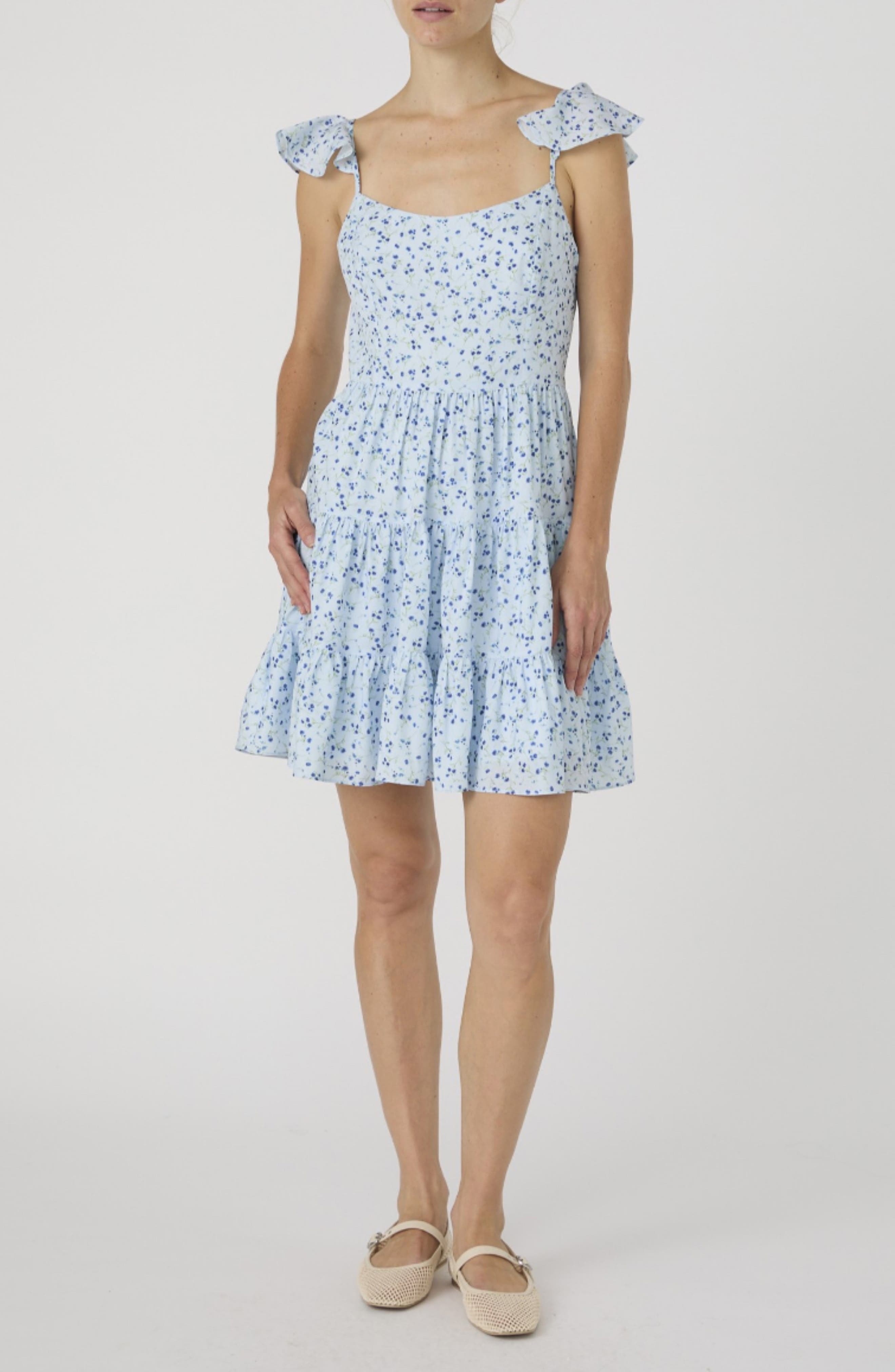 French Connection Kiva Tiered Crepe Minidress