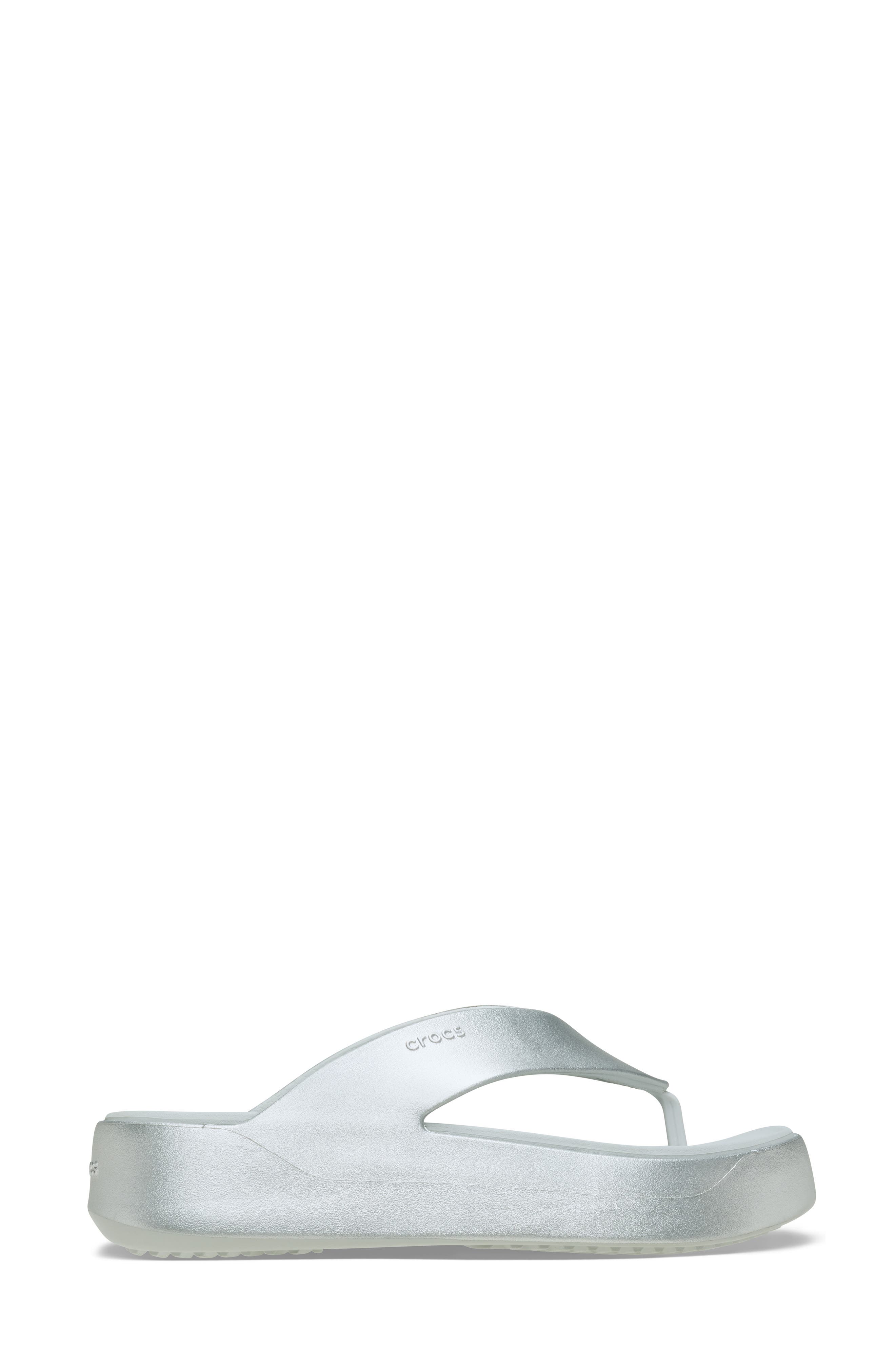 CROCS Getaway Metallic Platform Flip Flop, Alternate, color, Silver