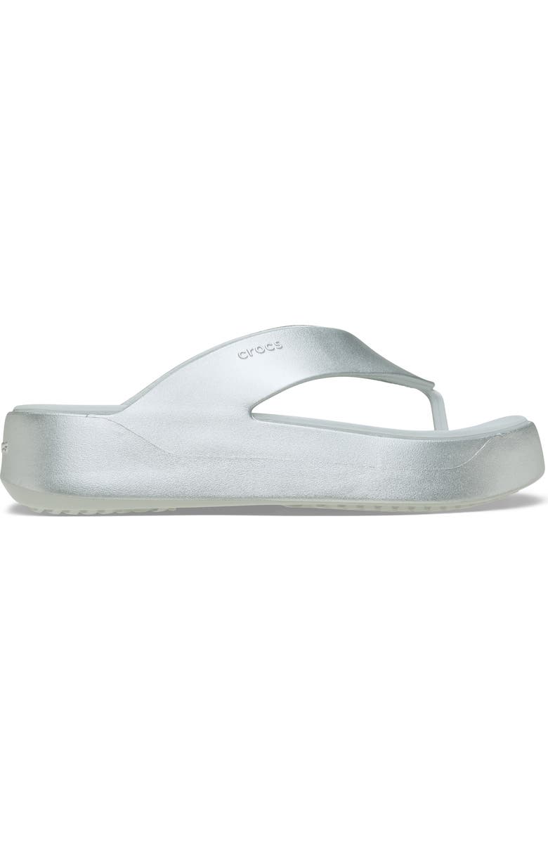 CROCS Getaway Metallic Platform Flip Flop, Alternate, color, Silver