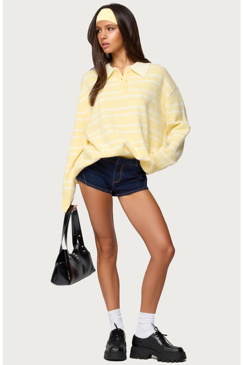 Rilynn Stripe Polo Sweater, Alternate, color, YELLOW-AND-WHITE
