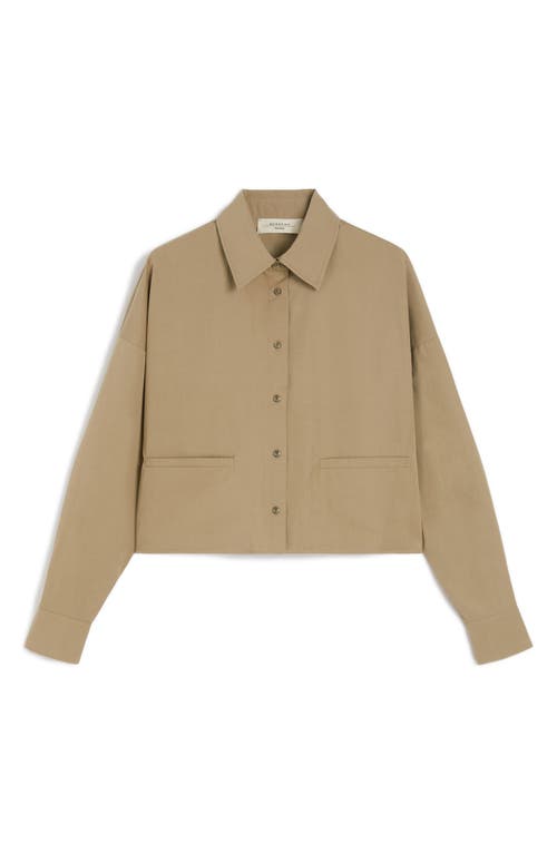 Weekend Max Mara Svago Boxy Cotton Button-up Shirt In Nude