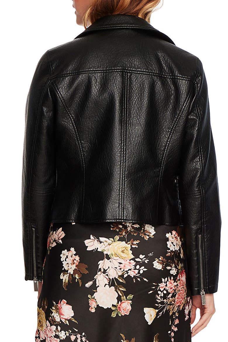 Textured Faux Leather Moto Jacket, Alternate, color, RICH BLACK