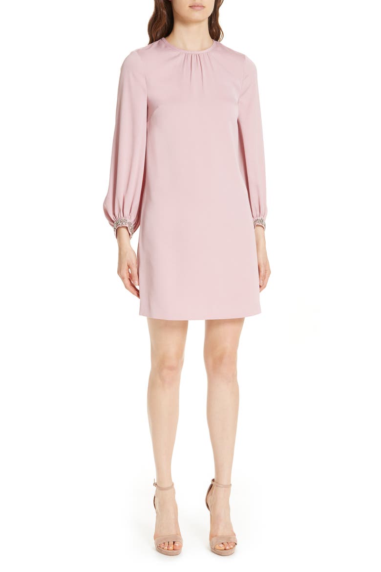 Joele Embellished Cuff Shift Dress, Main, color, DUSKY PINK