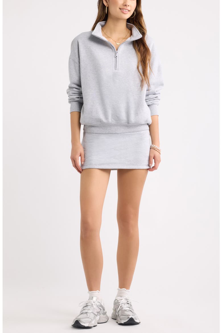 Foldover Fleece Miniskort, Alternate, color, GREY SOFT HEATHER