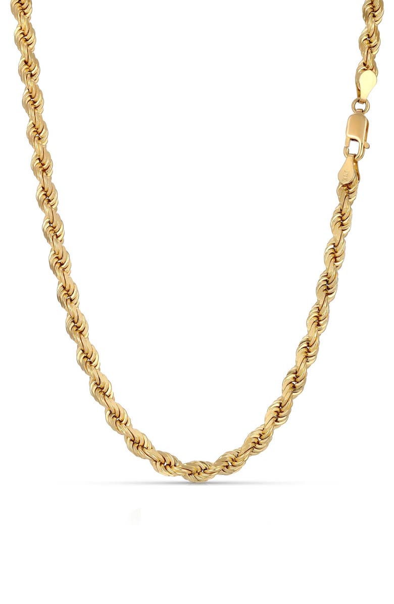 Queen Jewels Men's 14K Yellow Gold Rope Chain Necklace, Main, color, Gold