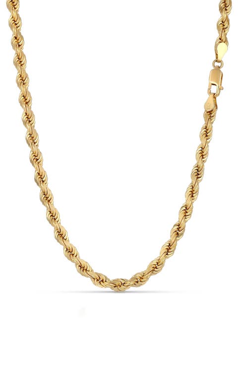Men's 14K Yellow Gold Rope Chain Necklace