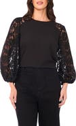 Vince Camuto Lace Sleeve Top