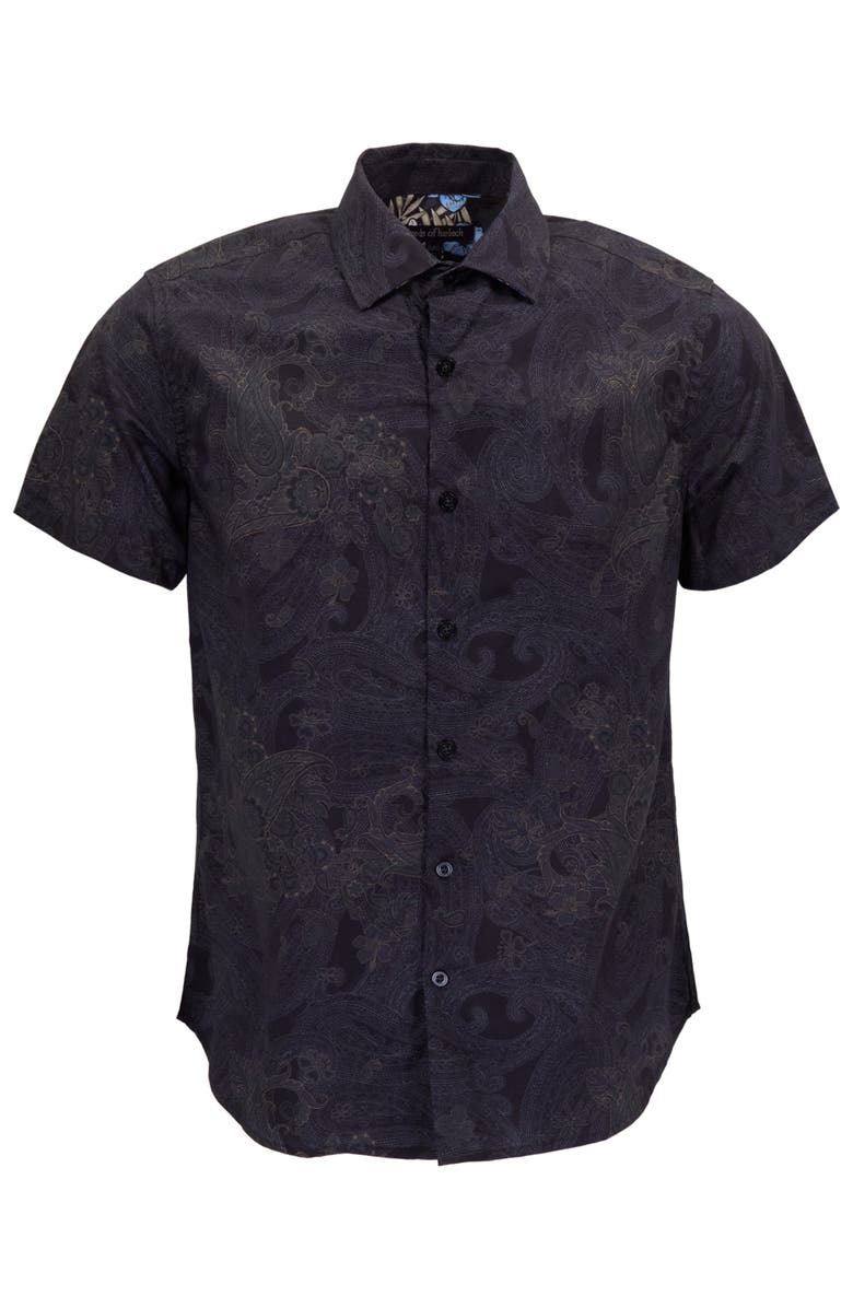 Lords of Harlech Paisley Explosion Mens Printed Button Up Shirt, Alternate, color, Paisley Explosion Black