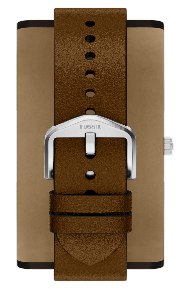 Fossil Archival Big Tic<sup>®</sup> Anadigi Leather Strap Watch, 40mm, Alternate, color, Brown