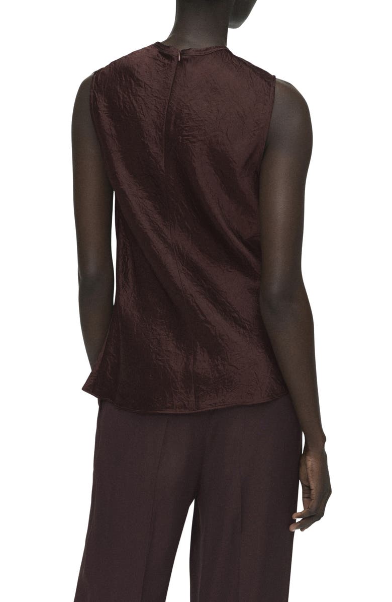 MANGO Crinkle Satin Shell Top, Alternate, color, Chocolate