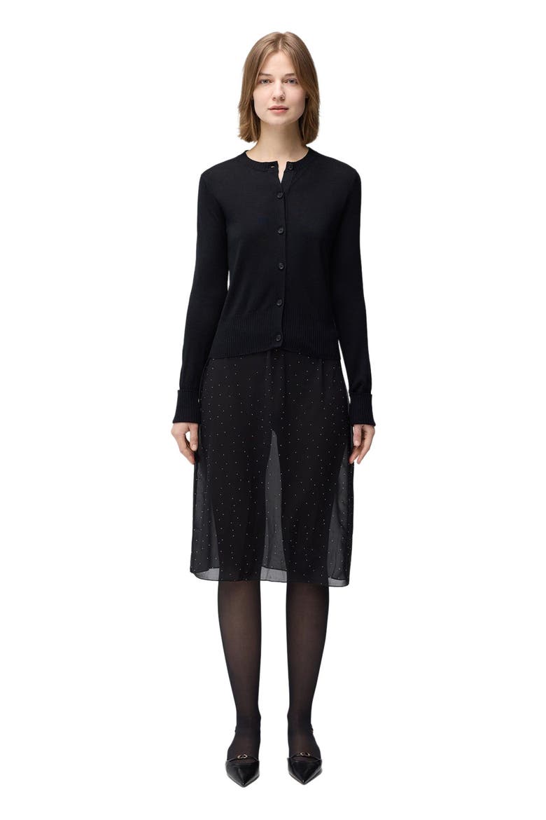 Cashmere Silk Buttoned Cardigan, Main, color, black