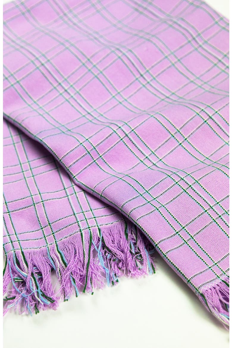 Chiapas Plaid Handwoven Cotton Kitchen Towel, Alternate, color, Lilac