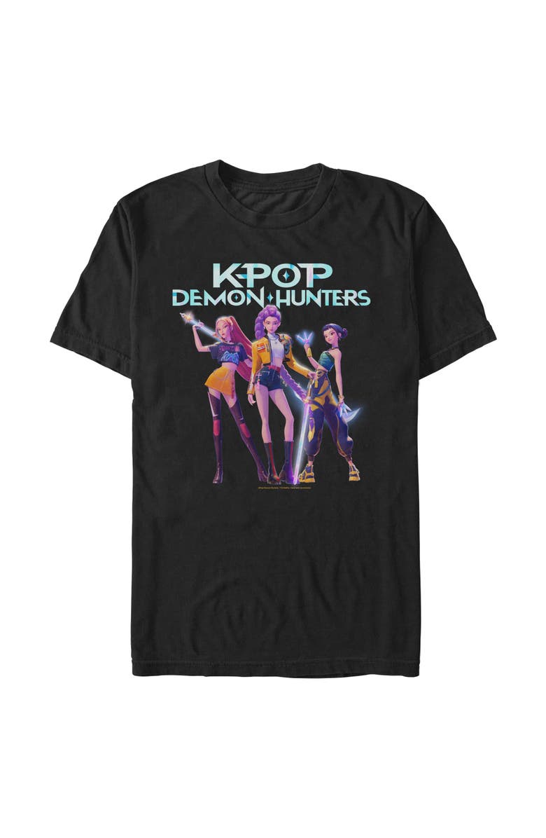 KPop Demon Hunters Men's KPop Demon Hunters Girls Group Shot  Graphic T-Shirt, Main, color, Black