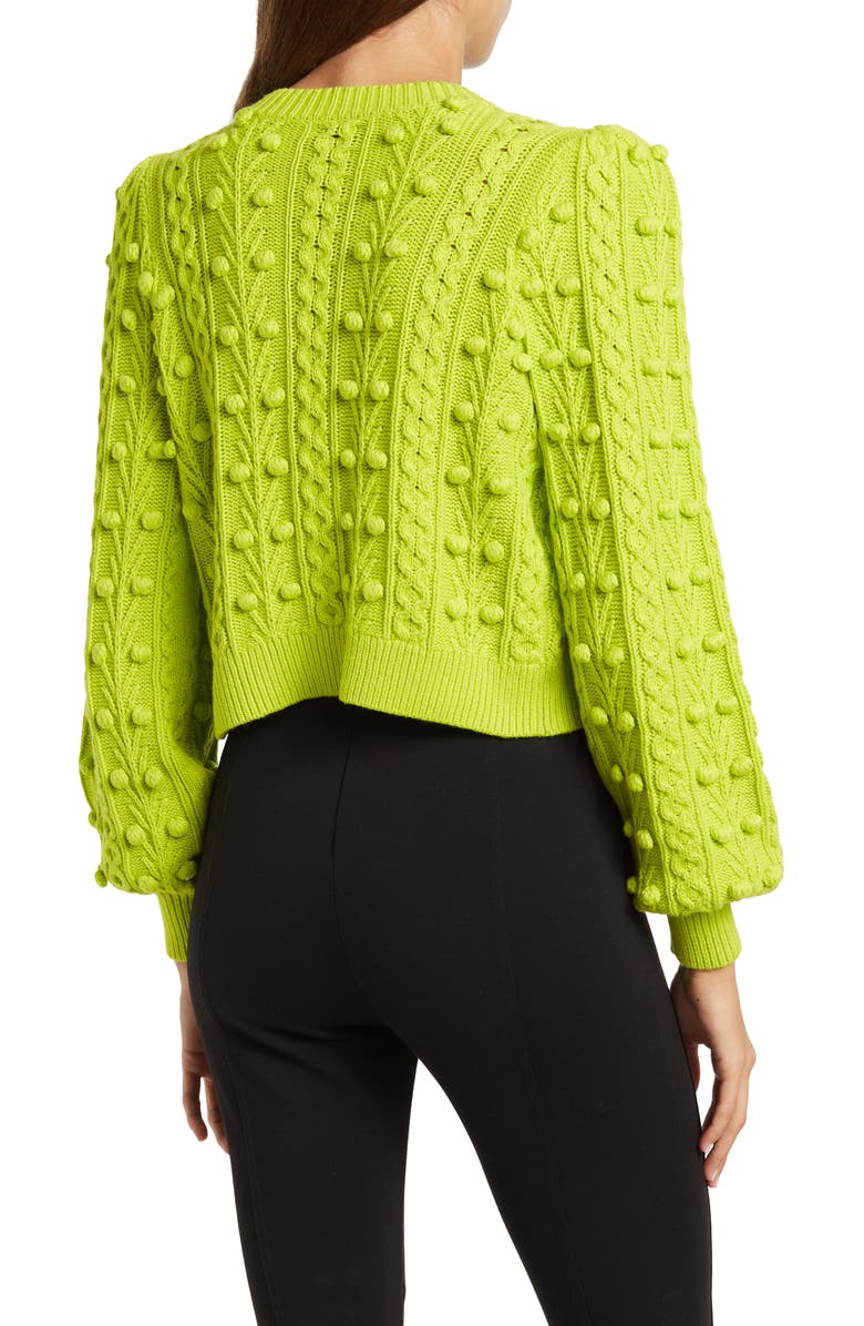 Alice + Olivia Kitty Puff Sleeve Bow Front Wool Blend Cardigan, Alternate, color,