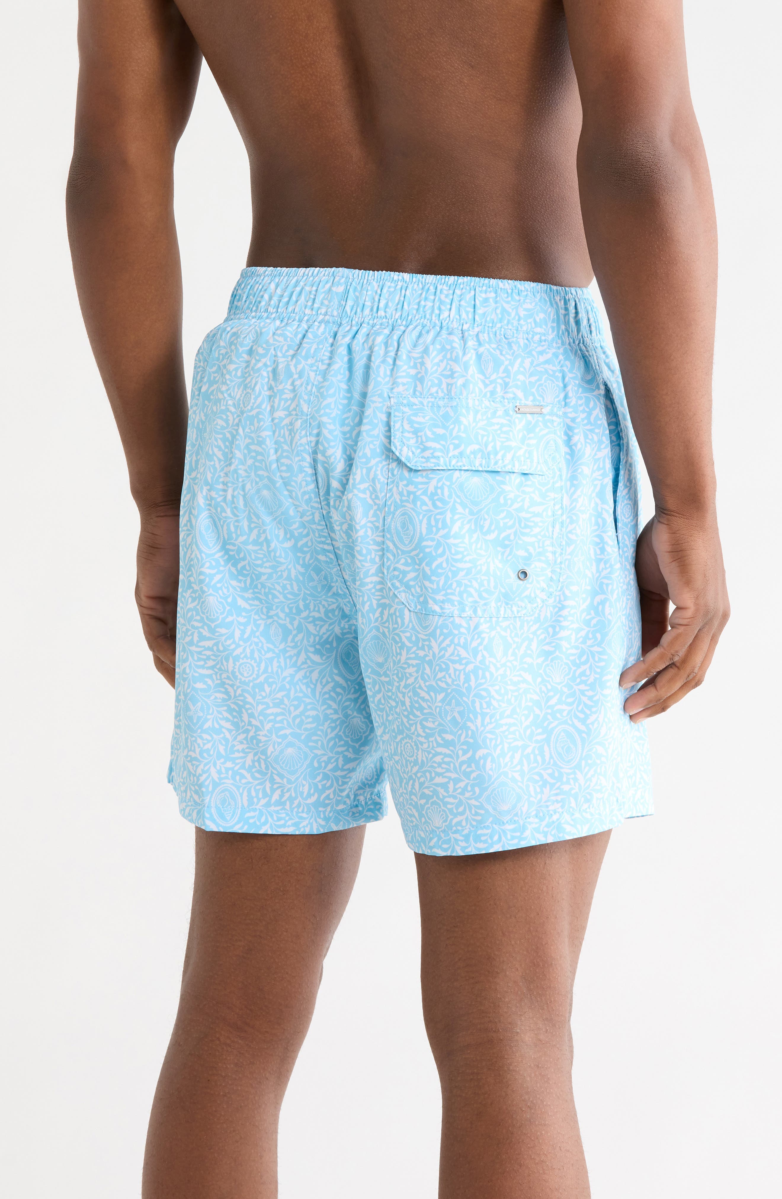 Vintage Summer Shell Print 4 Way Stretch Volley Swim Trunks