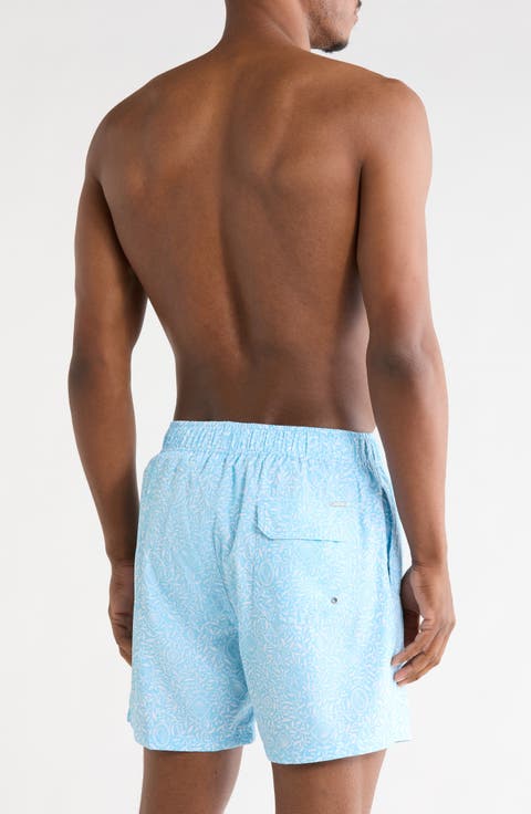 Shell Print 4 Way Stretch Volley Swim Trunks
