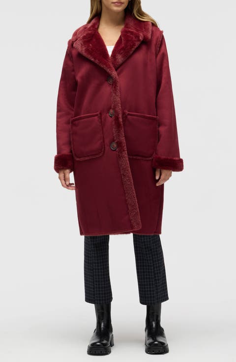 Faux Fur Trim Faux Suede Jacket