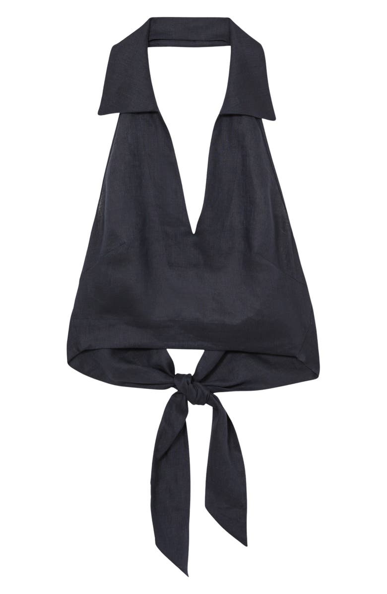 Reiss Cara Halter Tie Back Crop Top, Alternate, color, Navy