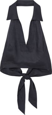 Reiss Cara Halter Tie Back Crop Top