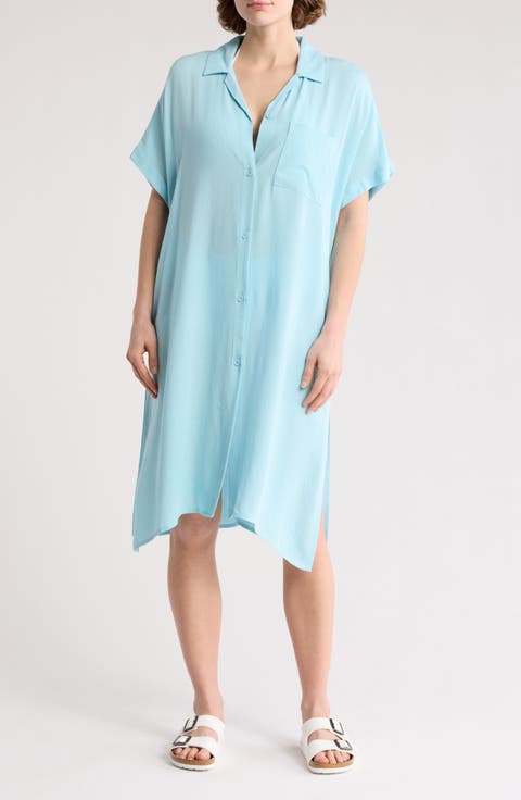 Everyday Button-Down Beach Cover-Up Tunic