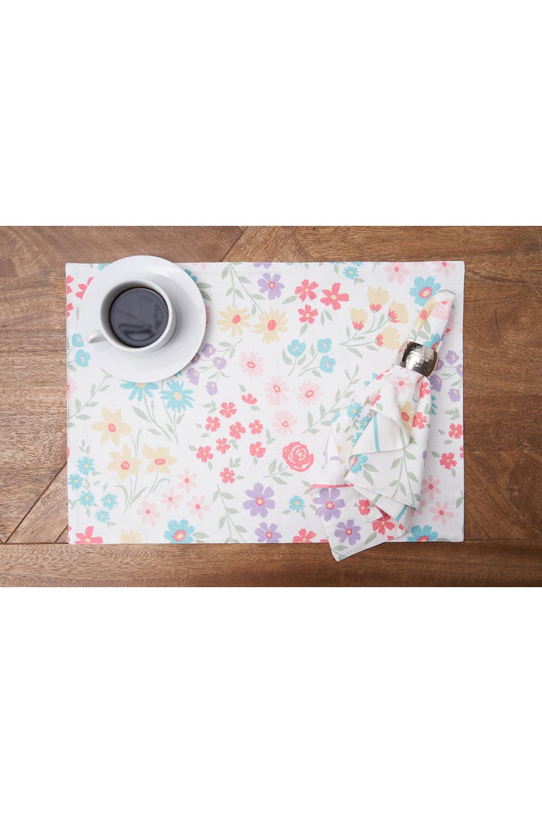 Bunnies & Blooms Placemats Set of 6 14" x 20", Alternate, color, Blue