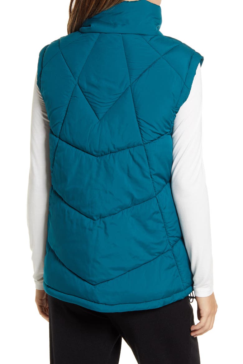 Women's Stand Collar Puffer Vest, Alternate, color, TEAL OCEAN
