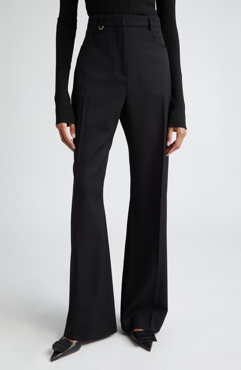 Jacquemus Le Pantalon Sauge Wool High Waist Flare Leg Pants