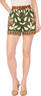 Halogen® Floral Print Cotton Drawstring Shorts