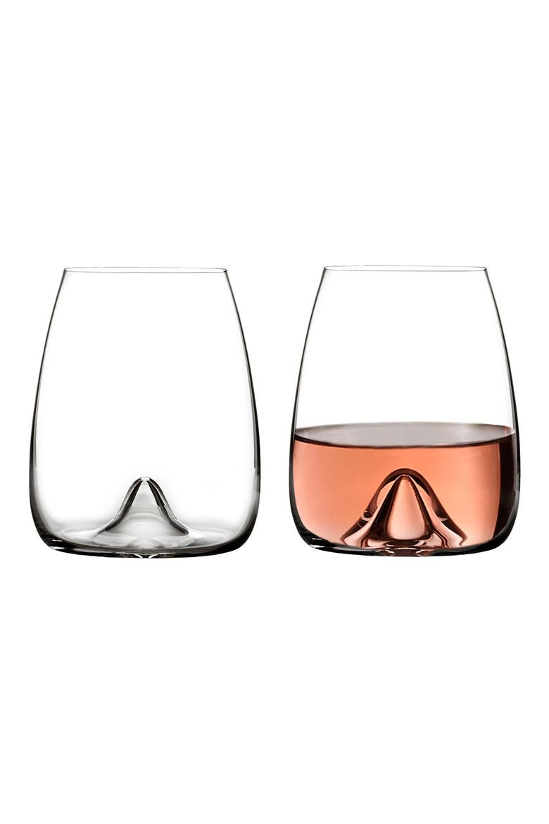 Elegance Set of 2 Fine Crystal Stemless Wine Glasses, Alternate, color, CLEAR