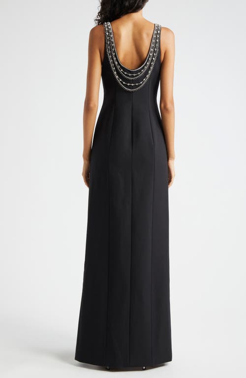Cinq À Sept April Bead Detail Scoop Neck Gown In Black