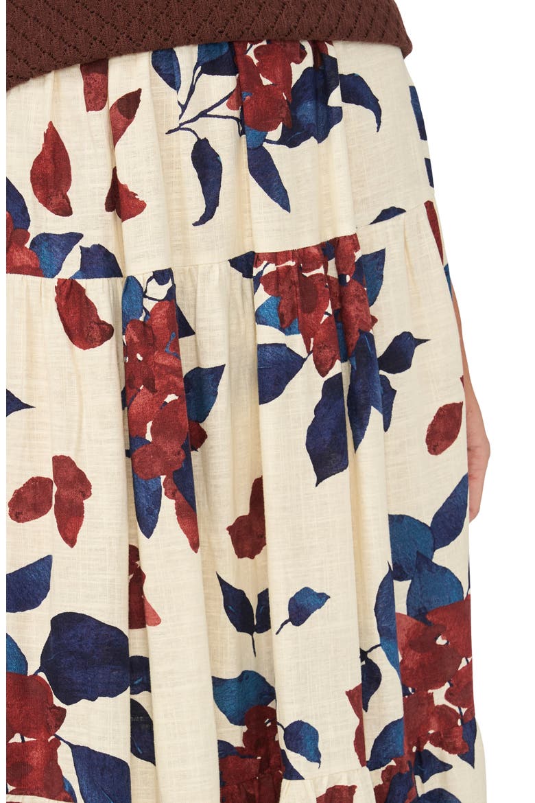 Tiered Maxi Skirt, Alternate, color, RUM RAISIN