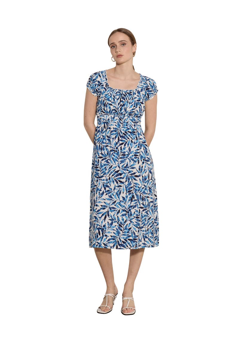 Milkmaid Watercolour Leaf Dress, Main, color, Blue