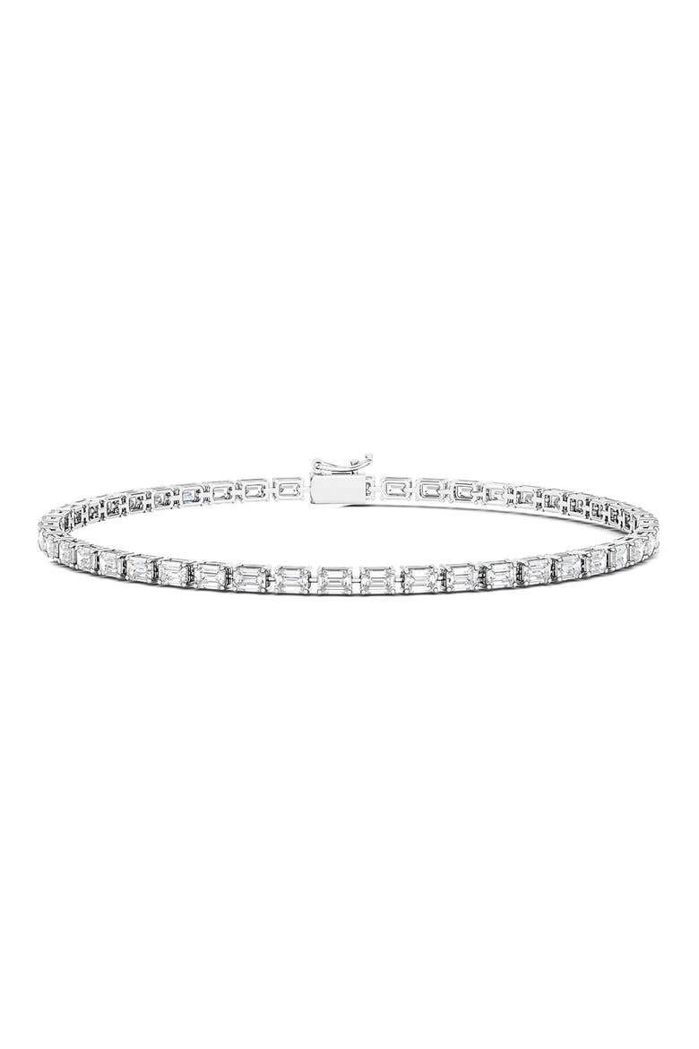 Emerald Cut Lab Created Diamond Tennis Bracelet, Main, color, 6.69 CTW WHITE GOLD