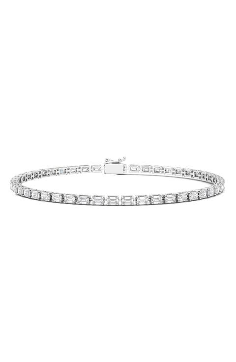 Emerald Cut Lab Created Diamond Tennis Bracelet