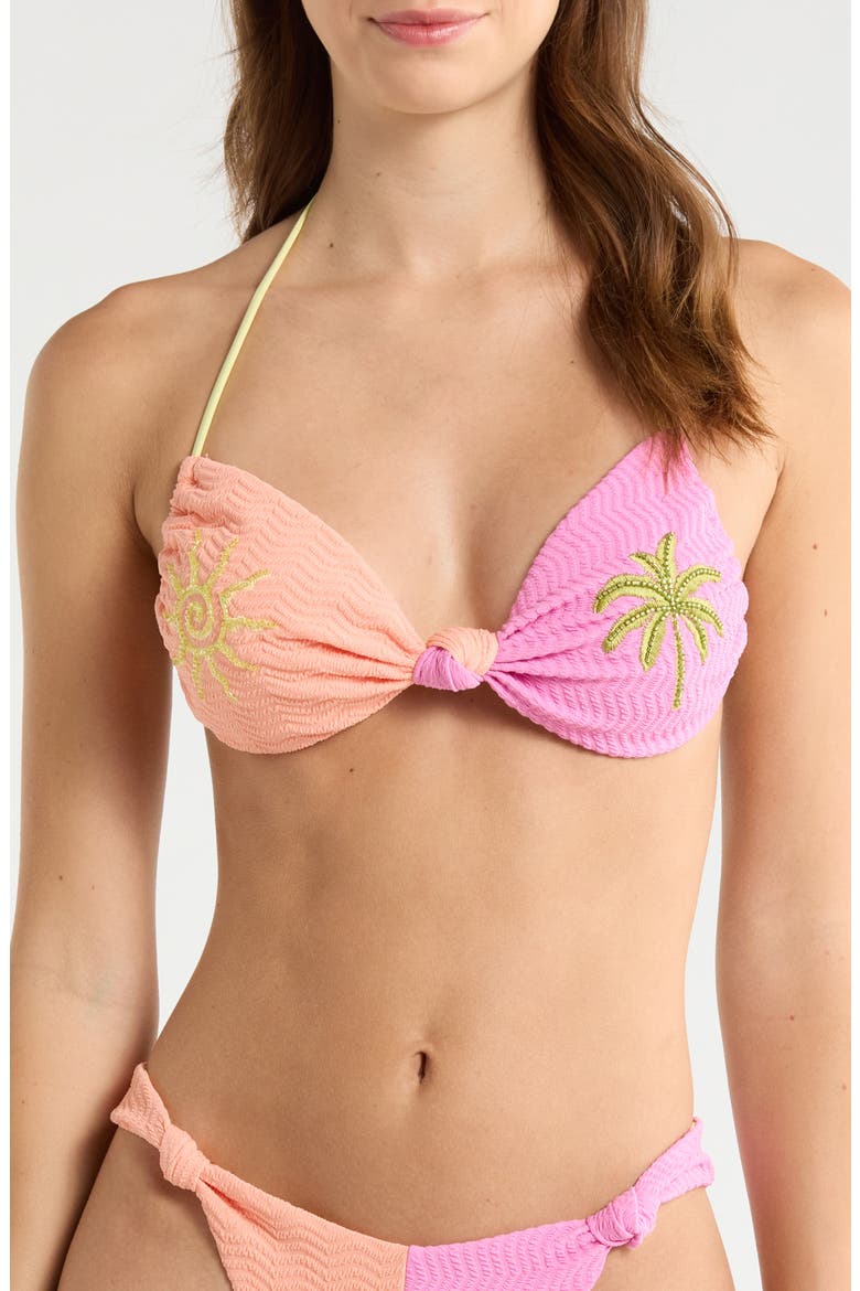 Topanga Textured Bikini Top, Main, color, PINK MULTI