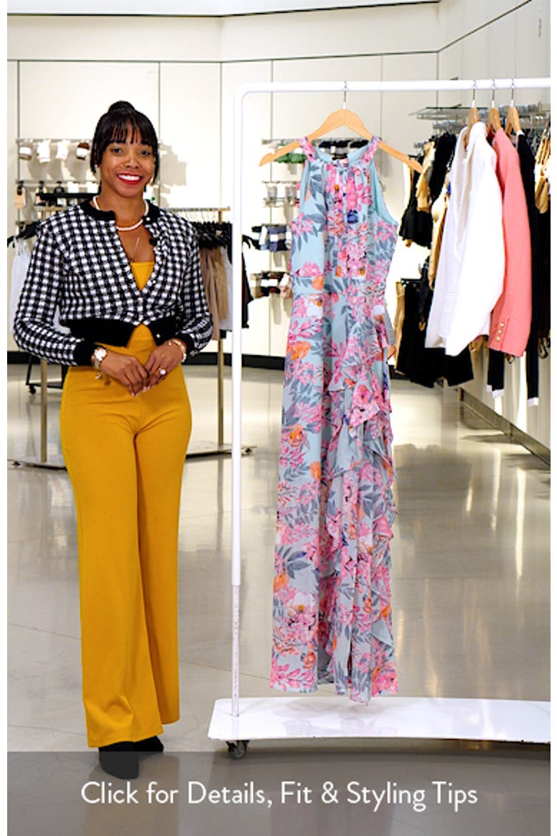 Floral Print Asymmetric Ruffle Sleeveless Maxi Dress video