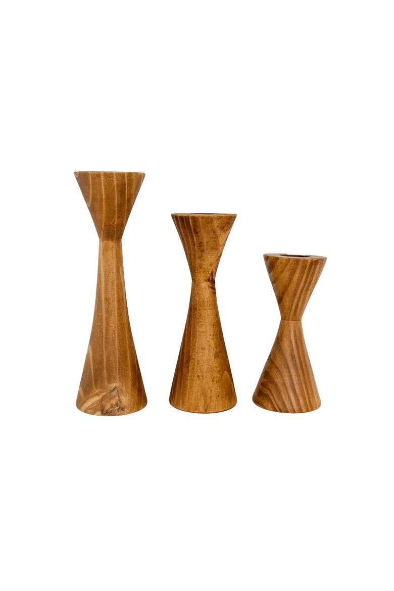 Geo Tealight Wooden Candle Holder, Main, color, Cognac - Large