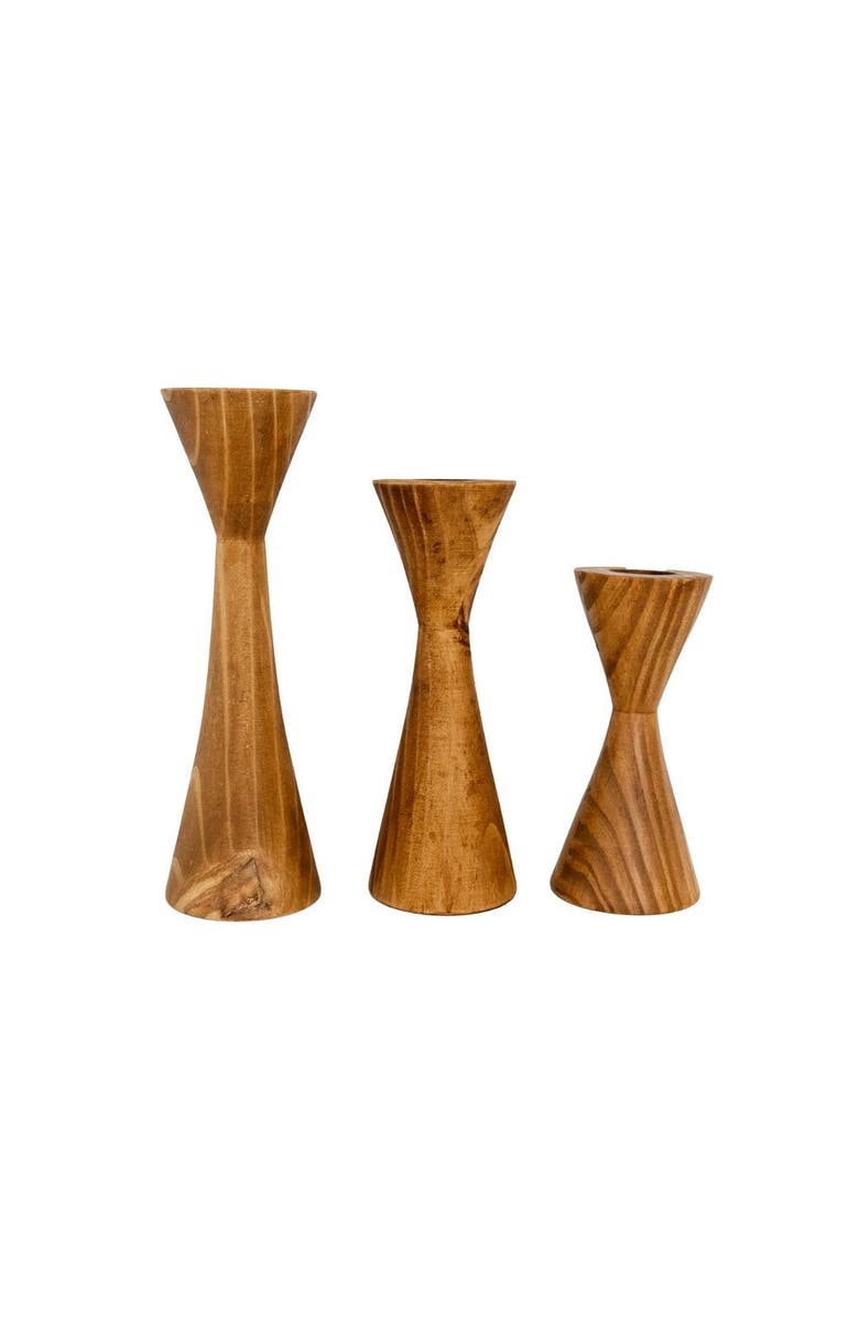 kanju Interiors Geo Tealight Wooden Candle Holder, Main, color, Cognac - Small