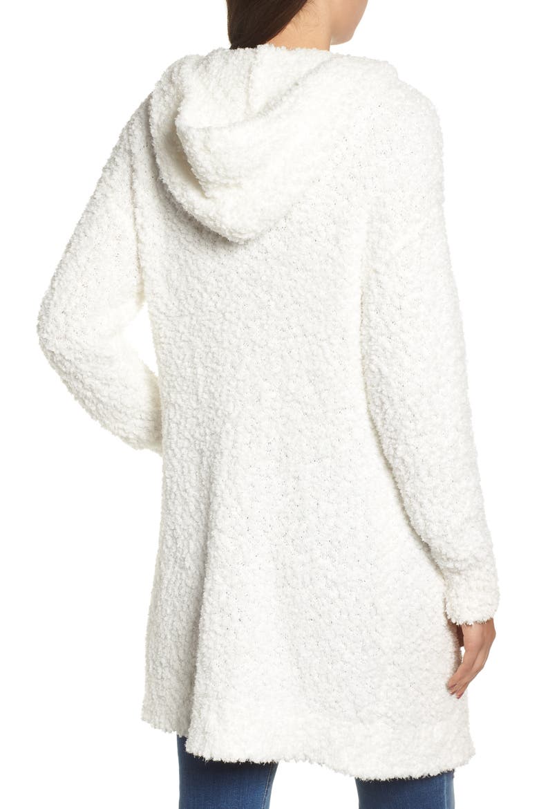 Plush Hooded Cardigan, Alternate, color, IVORY