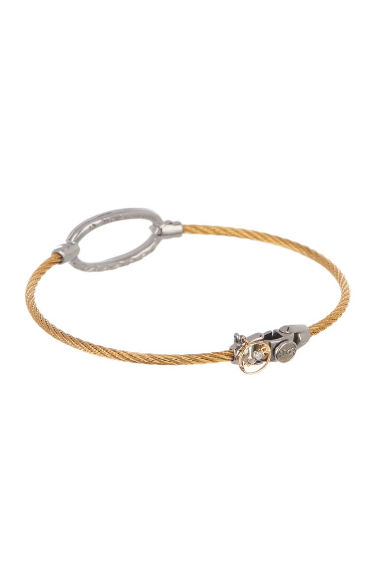 ALOR<sup>®</sup> 18K White Gold & Yellow Stainless Steel Cable Pave Diamond Oval Station Bangle Bracelet - 0.16 ctw, Alternate, color, 