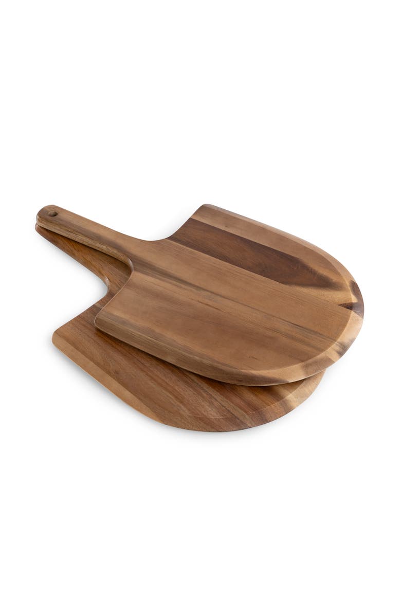 Toscana Acacia Personal Pizza Peel Serving Board Paddle Set of 2, Alternate, color, Acacia Wood