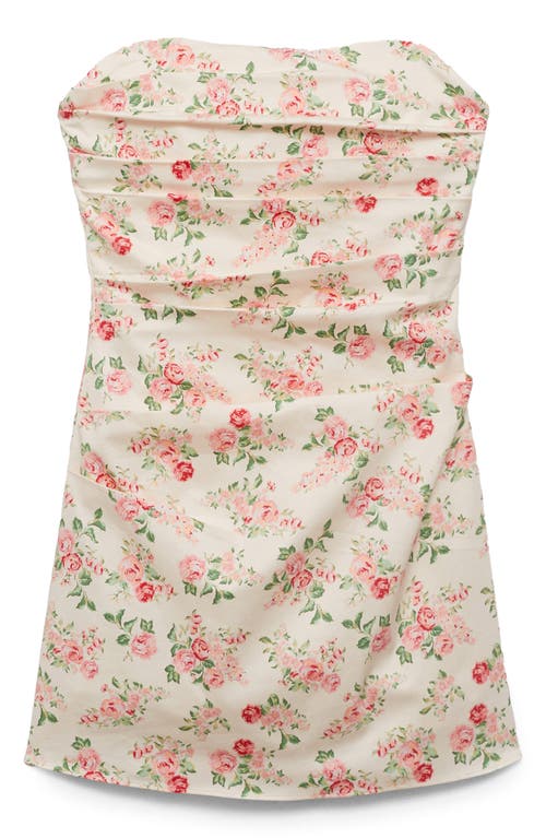 Mango Pleated Strapless Minidress In White