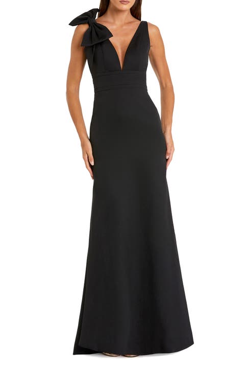 Petite Sleeveless V Neck Bow Detail Mermaid Gown